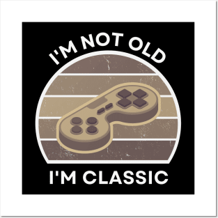 I'm not old, I'm Classic | Game Controller | Retro Hardware | Sepia | Vintage Sunset | '80s '90s Video Gaming Posters and Art
